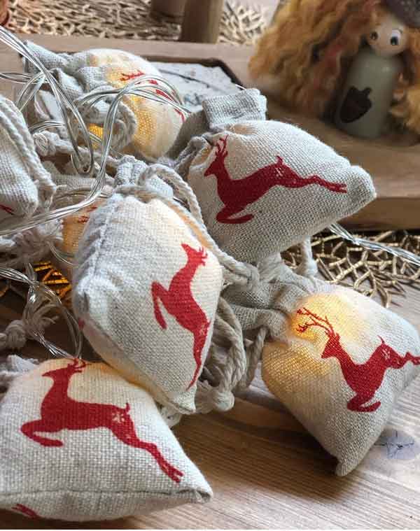 Christmas Sack Lights with Deer Figure