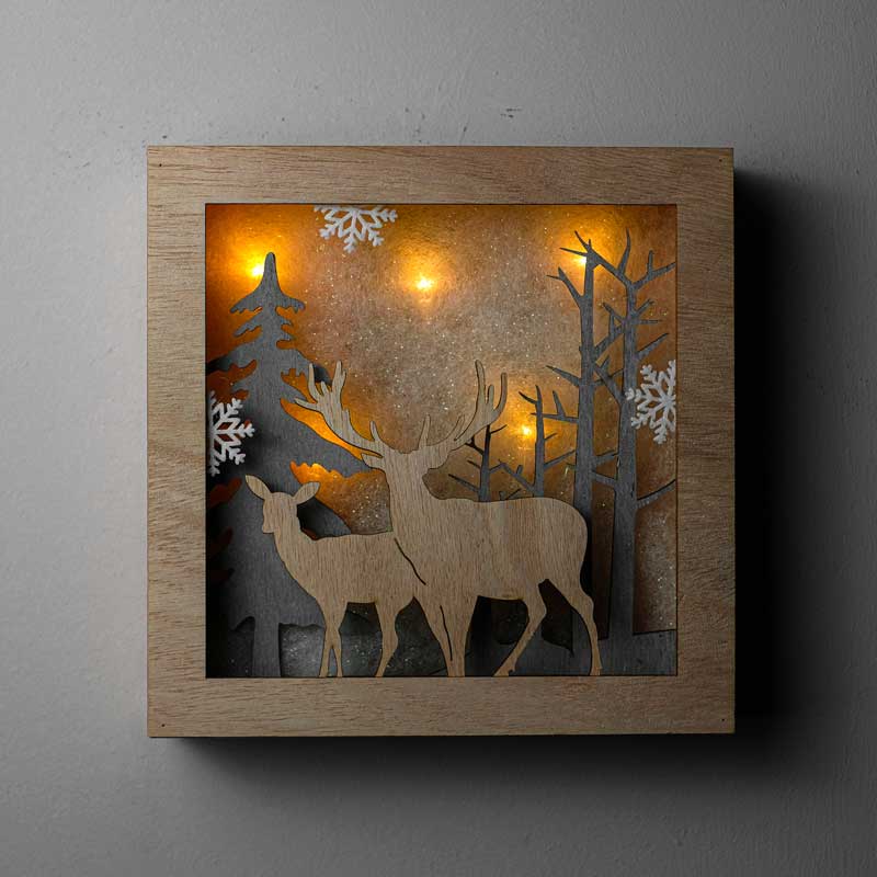 Panel iluminado led de madera de ciervo