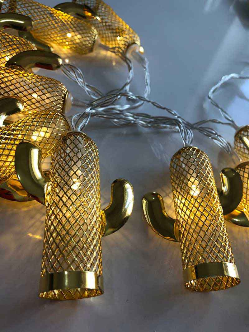 Luces de decoración de cactus de oro