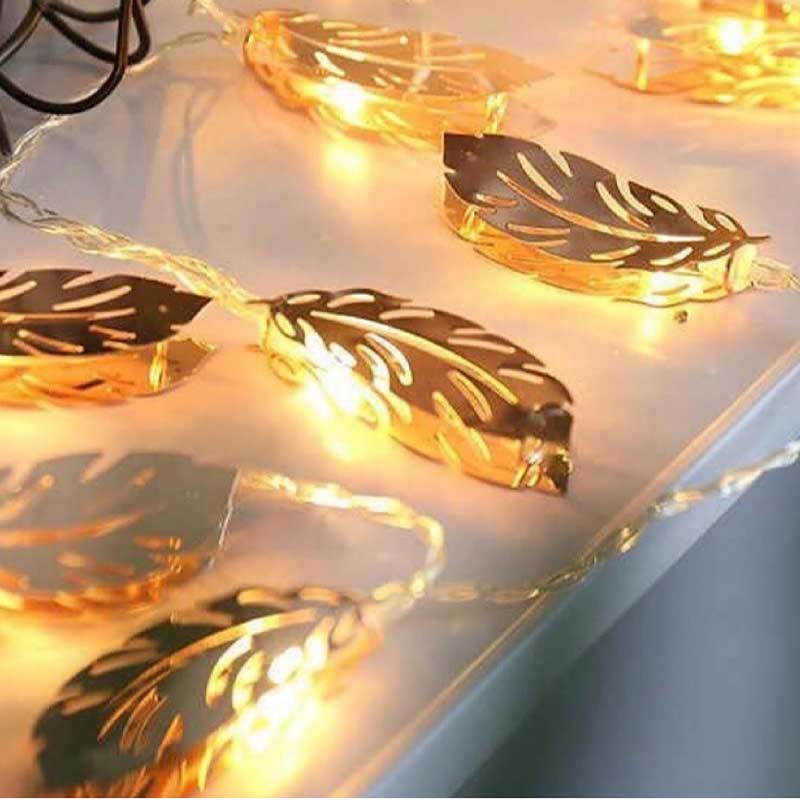 Gold Yaprak Metal Işık Zinciri