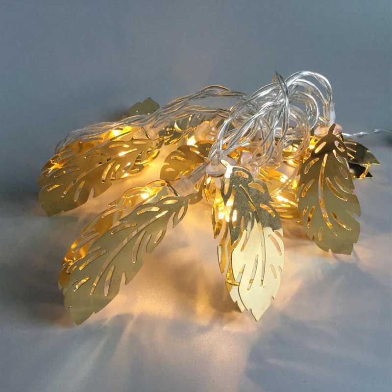 Cadena de luz de metal de hoja de oro