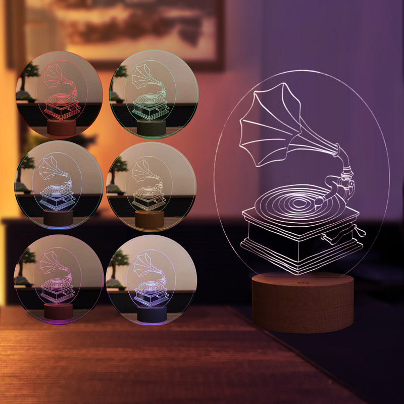 Gramofon Figürlü Dekoratif Hediye Led Masa Lambası | BYLAMP