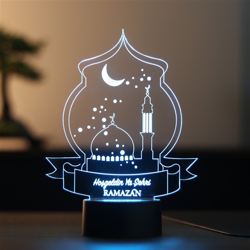Hoşgeldin Ya Şehr-i Ramazan Figürlü Dekoratif Hediye Led Masa Lambası | BYLAMP