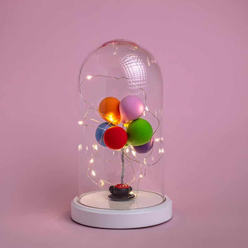 Beleuchtetes Glas Fanus Ballon Figur Lampe
