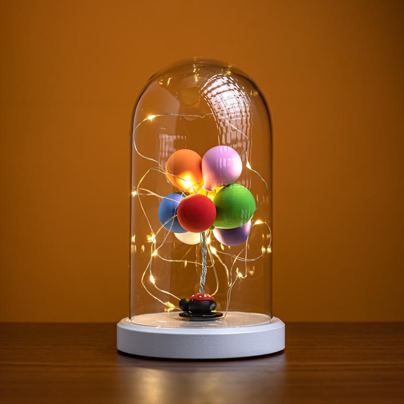 Illuminated Glass Fanus Balloon Figure Lamp