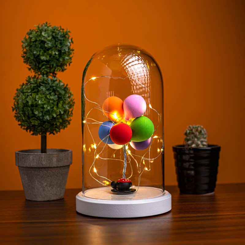 Beleuchtetes Glas Fanus Ballon Figur Lampe