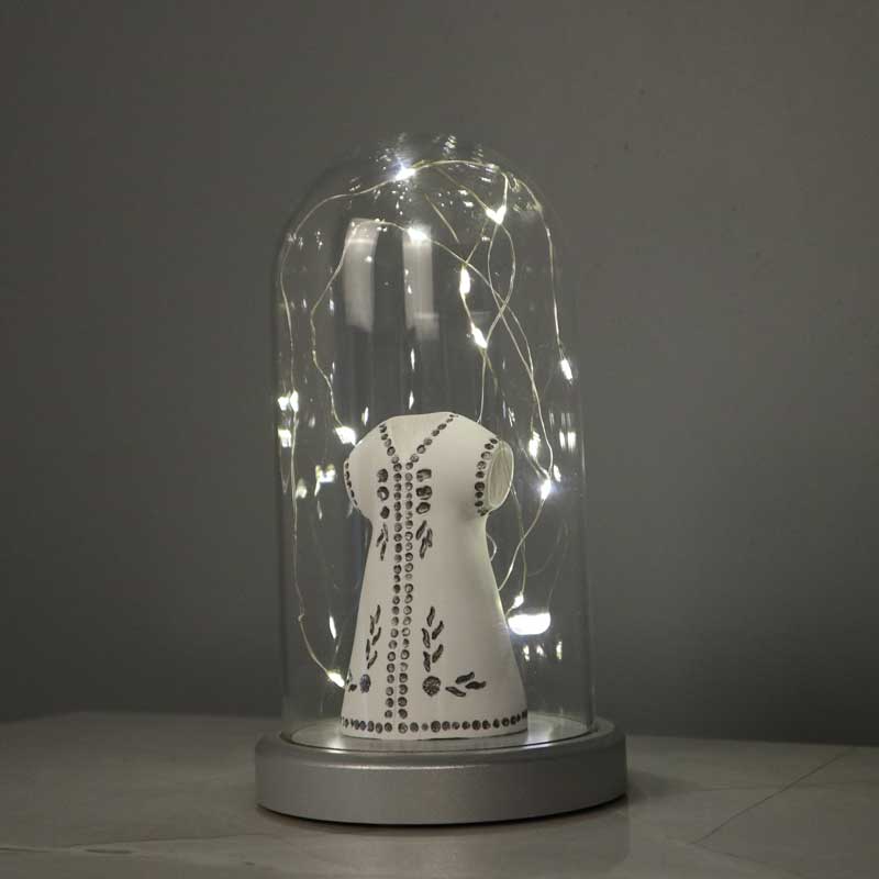 Beleuchteter Glasfanus Silber Kaftan-Lampe