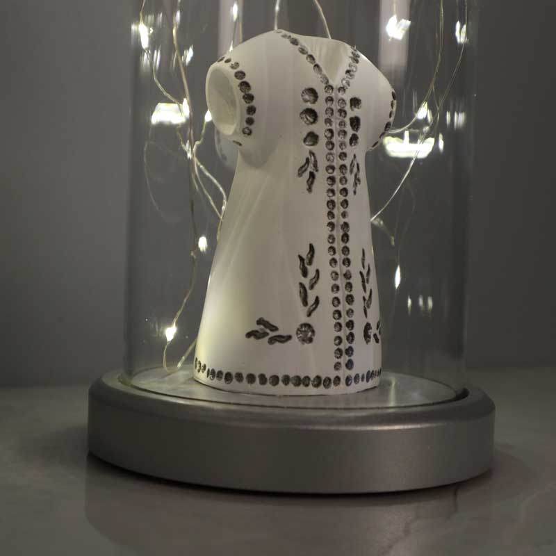 Illuminated Glass Fanus Silver Kaftan Figured Lamp