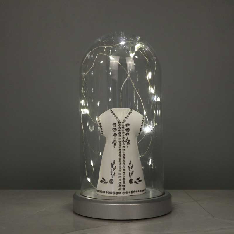 Illuminated Glass Fanus Silver Kaftan Figured Lamp