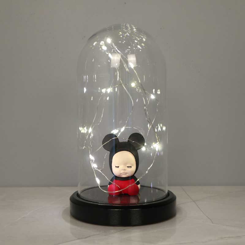 Beleuchtetes Glas Fanus Mickey Baby Figur Lampe