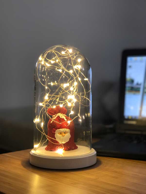 Illuminated Glass Fanus Santa Claus Sack Lamp