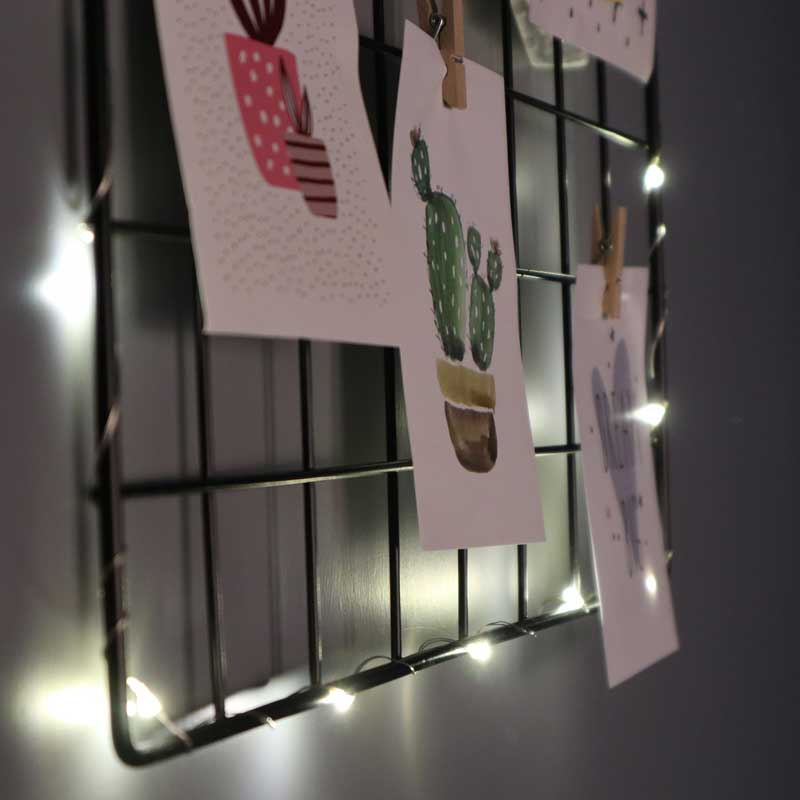 Square Decorative Black Wire Board with Illuminated Latch