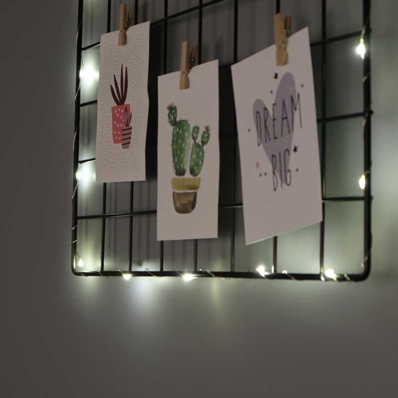 Square Decorative Black Wire Board with Illuminated Latch