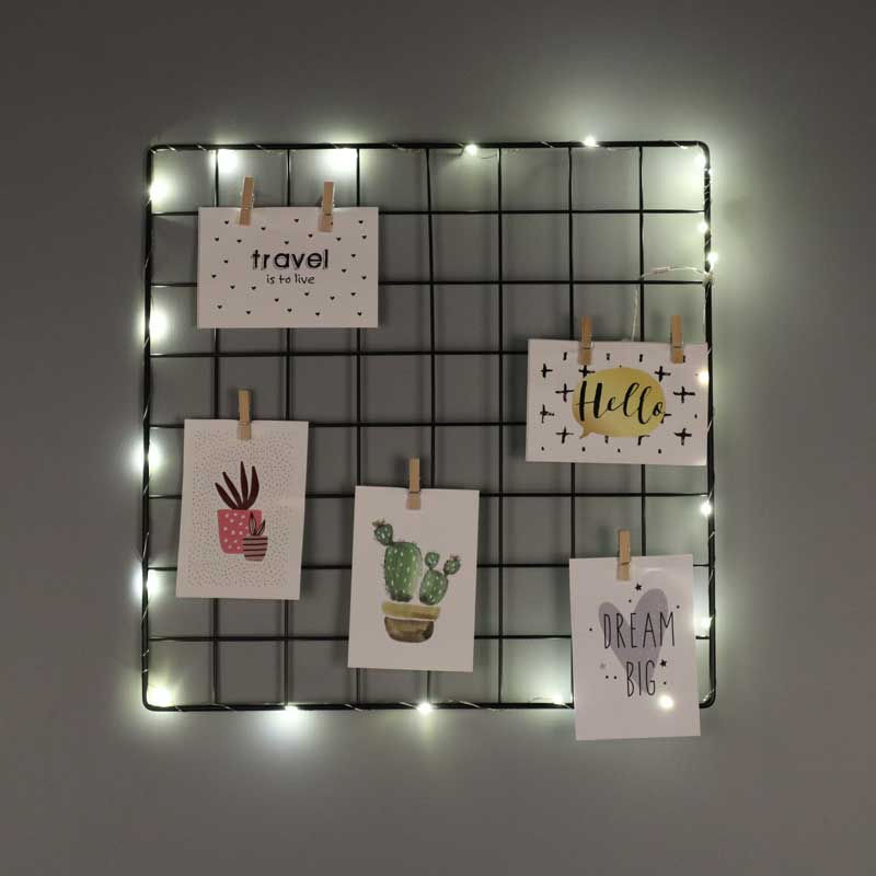 Square Decorative Black Wire Board with Illuminated Latch