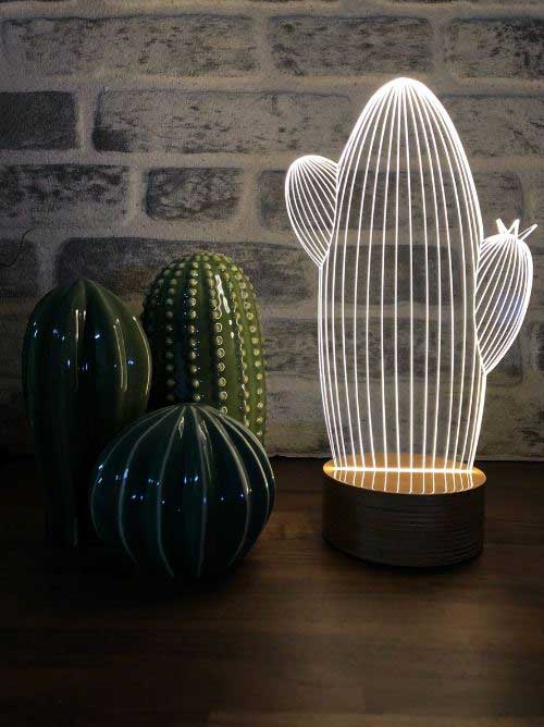 Luz nocturna de cactus 3D