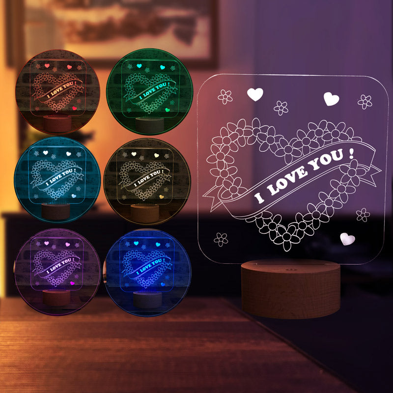 3D hearts and love gift night light