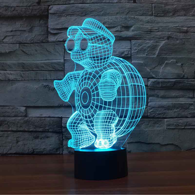 3-D turtle led table lamp