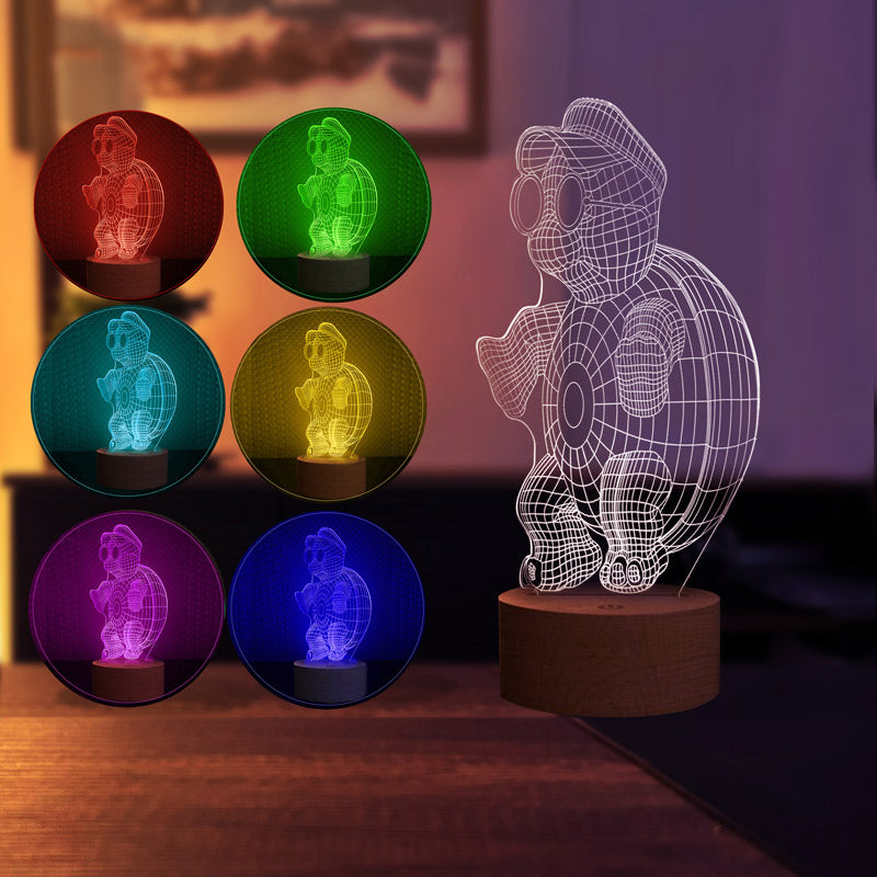 Lámpara de tabla de tortuga tridimensional