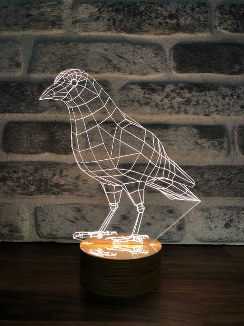 3D Crow Led Table Lamp