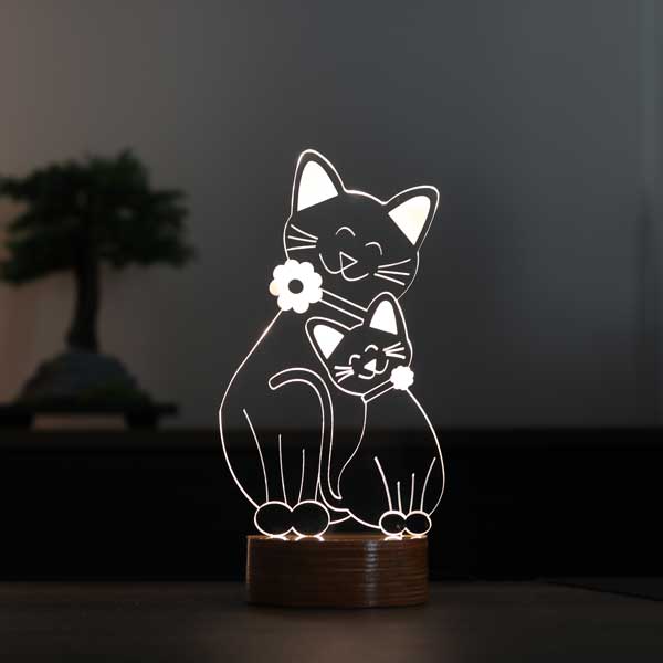 3D cat family led table lamp