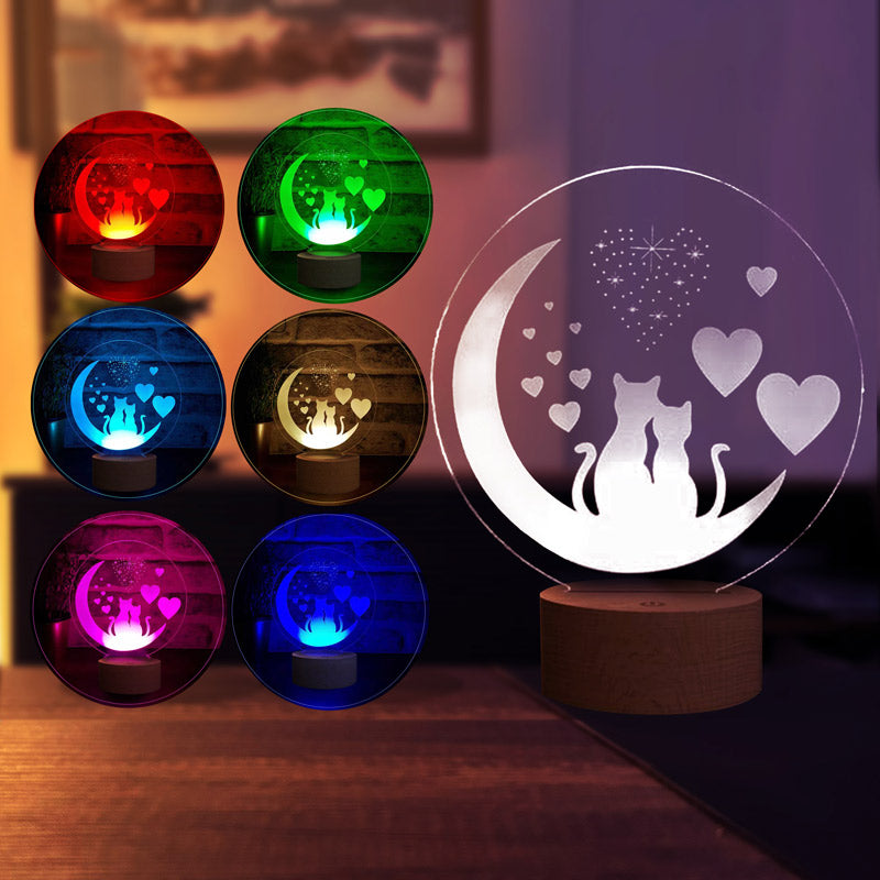 Cats and Love Led Table Lamp