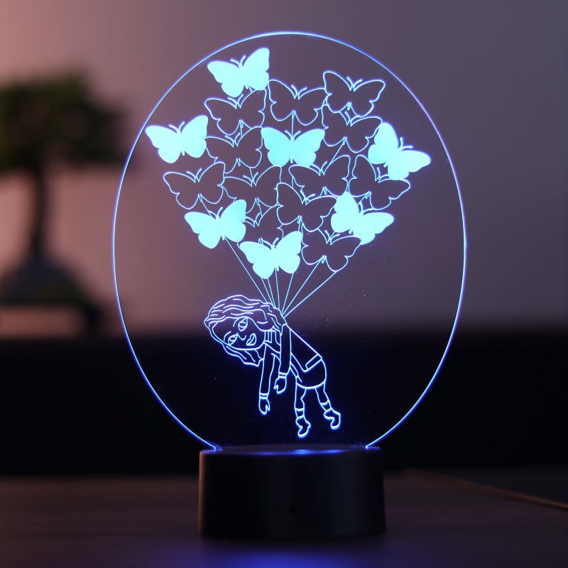 LED table lamp with butterfly