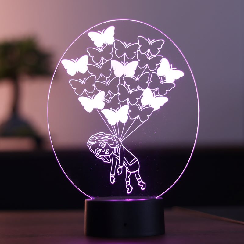 LED table lamp with butterfly