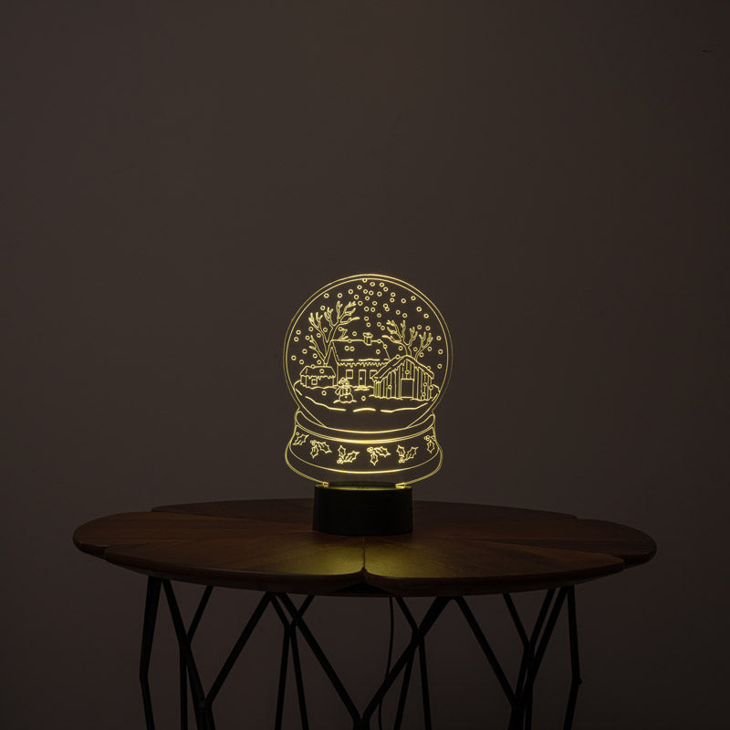 Kış Masalı Karlı Ev Figürlü Dekoratif Hediye Led Masa Lambası | BYLAMP