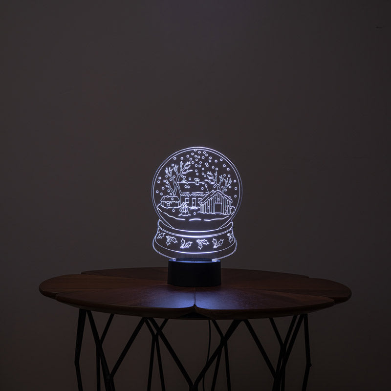 Kış Masalı Karlı Ev Figürlü Dekoratif Hediye Led Masa Lambası | BYLAMP