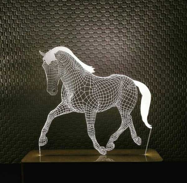 3d running horse led lamp