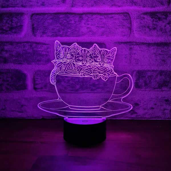 Cats in a Cup Figure Decorative Gift Led Table Lamp | BYLAMP