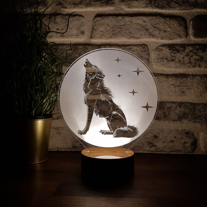 3D Wolf and Stars LED Lamp