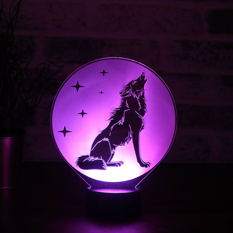 3D Wolf and Stars LED Lamp