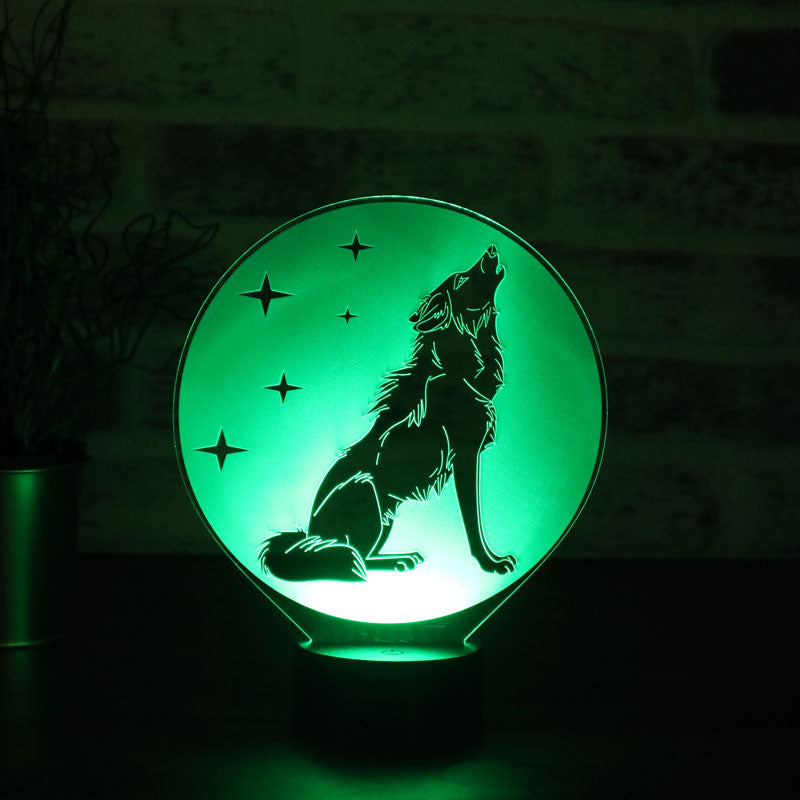 3D Wolf and Stars LED Lamp