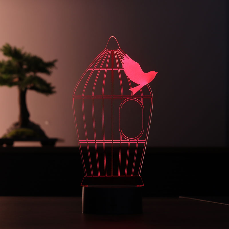 Kuş Kafesi Figürlü Dekoratif Hediye Led Masa Lambası | BYLAMP