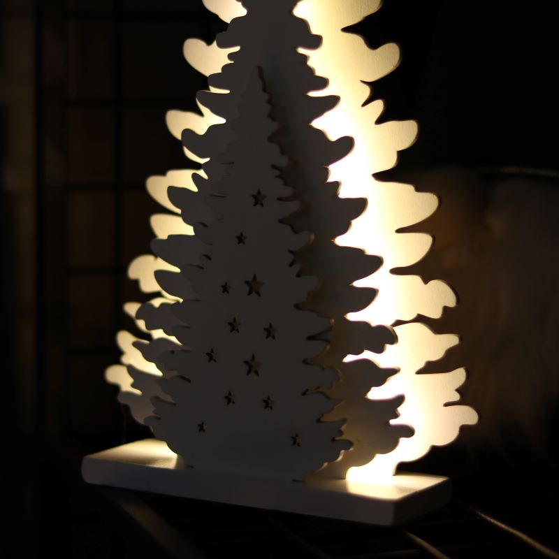 Wooden Pine Tree Led Illuminated Panel