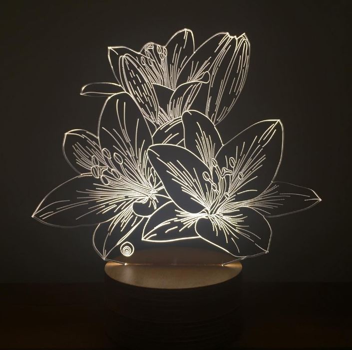 Lámpara led de flor de lirio 3D