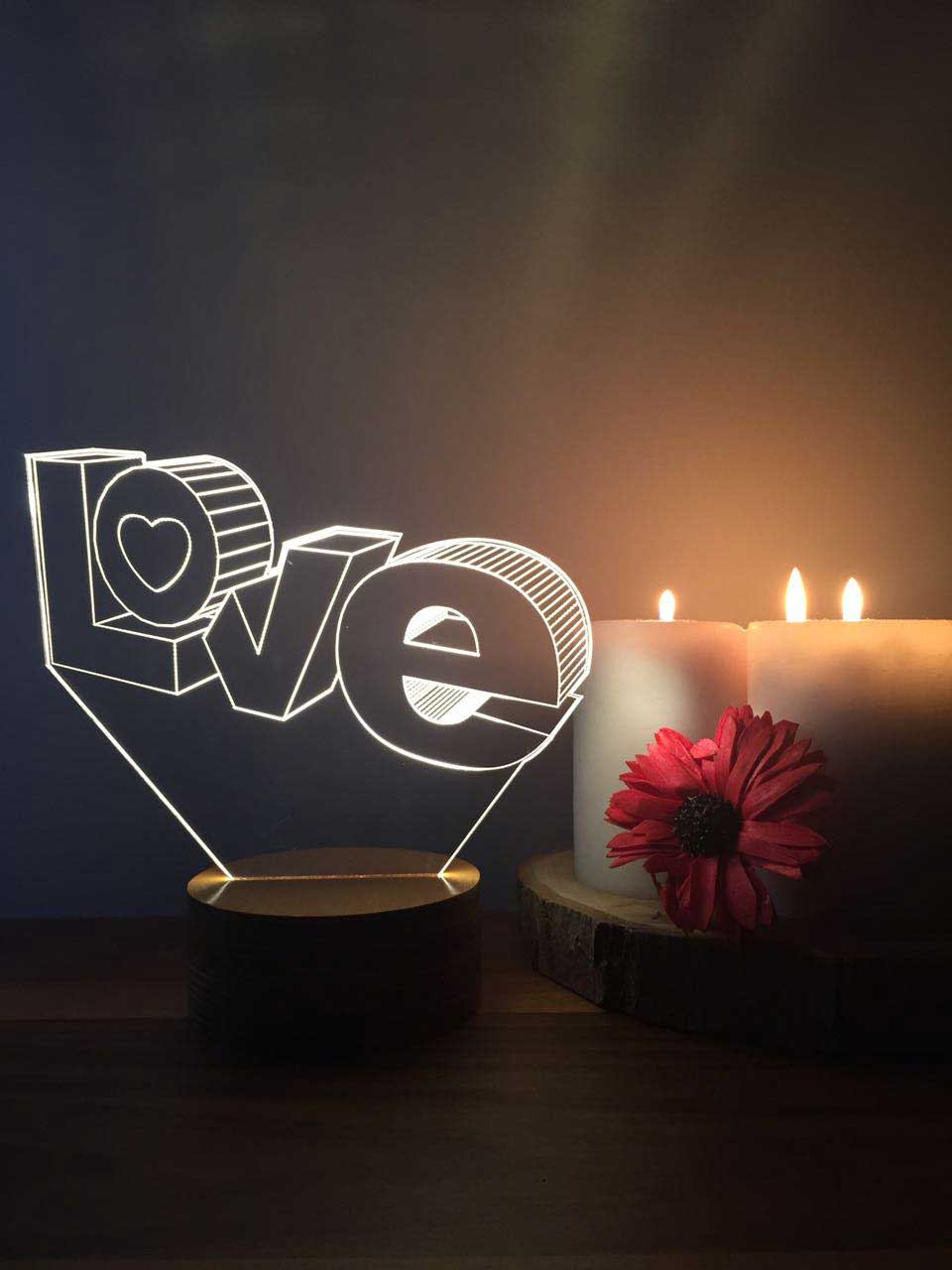 Love yazısı Figürlü Dekoratif Hediye Led Masa Lambası | BYLAMP