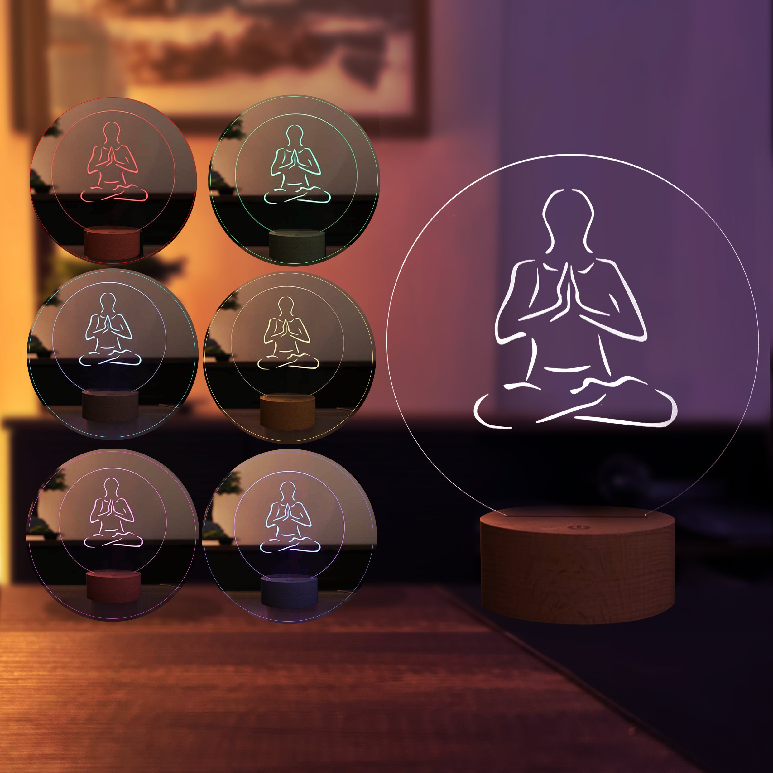 Meditasyon Figürlü Dekoratif Hediye Led Masa Lambası | BYLAMP