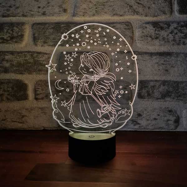 Melek ve Yıldızlar Figürlü Dekoratif Hediye Led Masa Lambası | BYLAMP