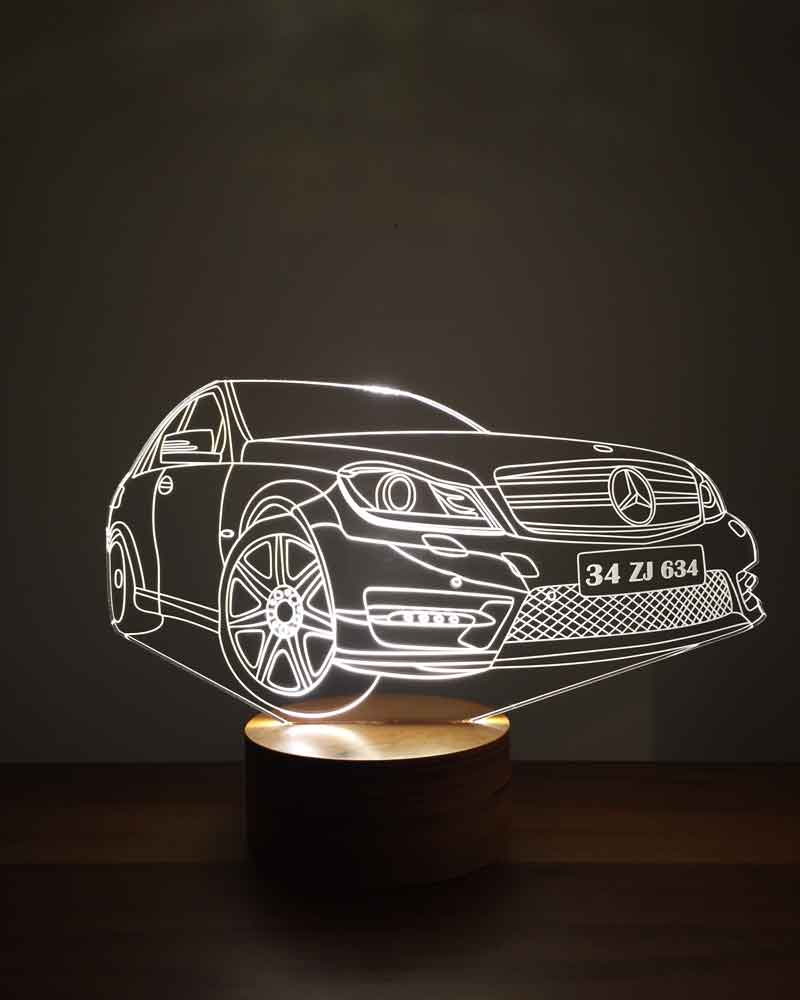 Mercedes Figürlü Dekoratif Hediye Led Masa Lambası | BYLAMP