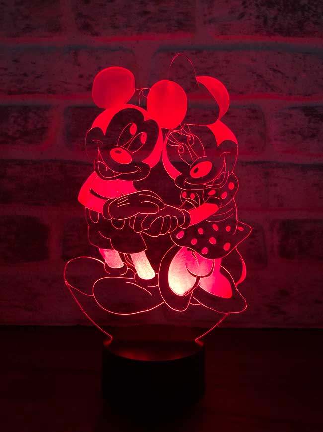 Mickey ve Minnie Mouse Figürlü Dekoratif Hediye Led Masa Lambası | BYLAMP