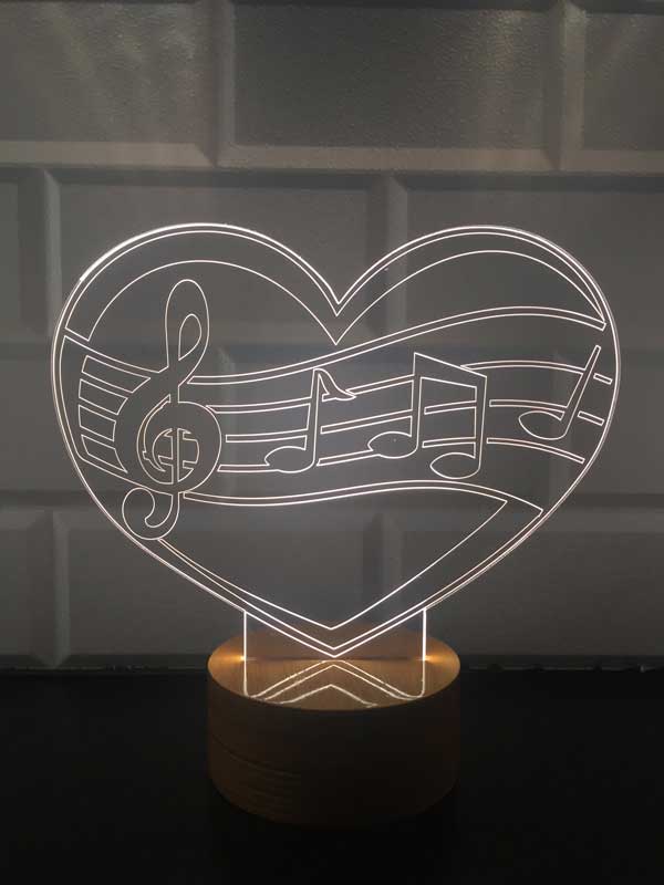 3-D music love LED lamp