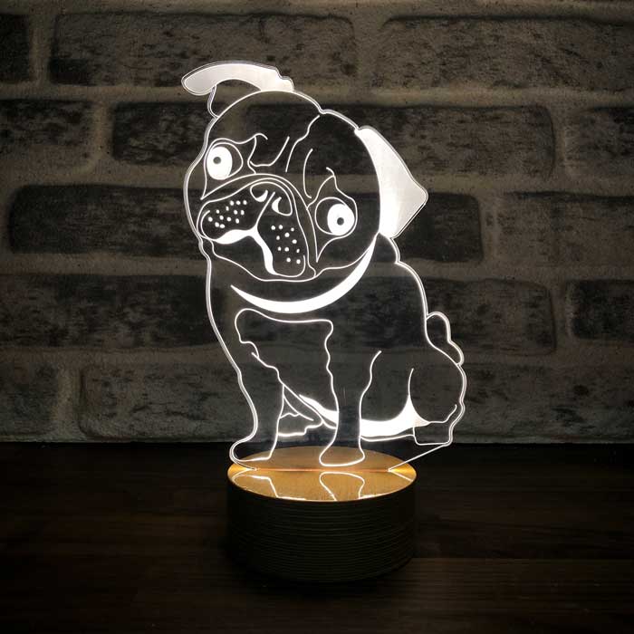 Pug Köpek Figürlü Dekoratif Hediye Led Masa Lambası | BYLAMP