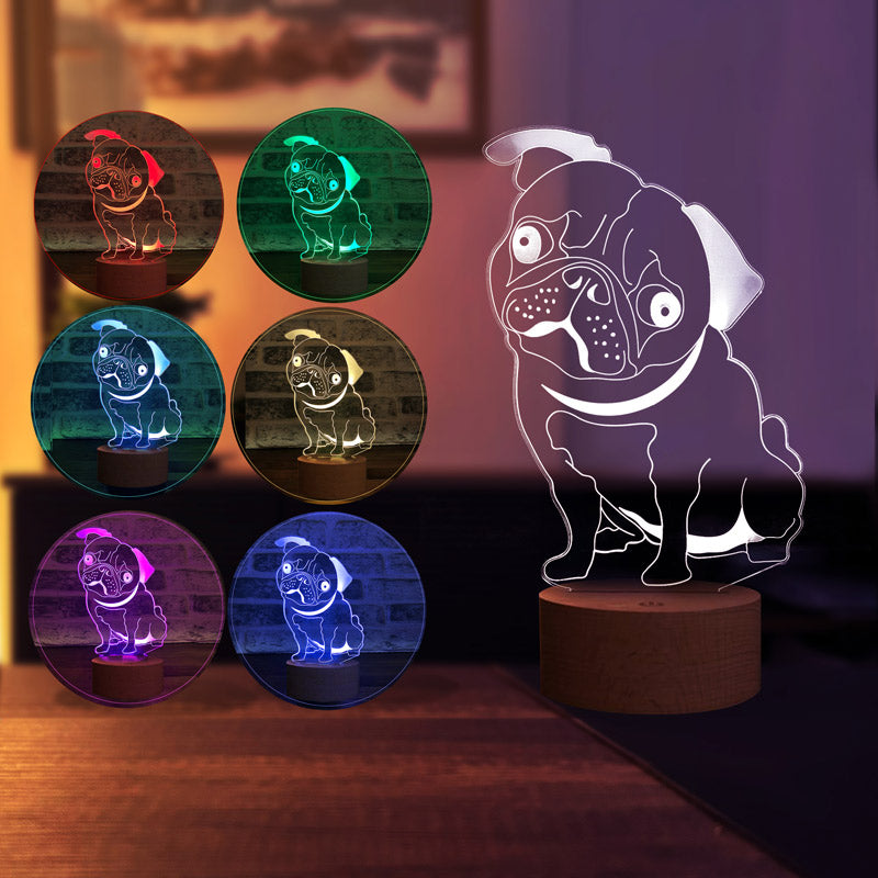 Pug Köpek Figürlü Dekoratif Hediye Led Masa Lambası | BYLAMP