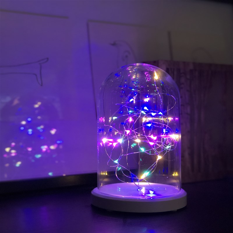 Colorful Illuminated Glass Fanus LED Table Lamp