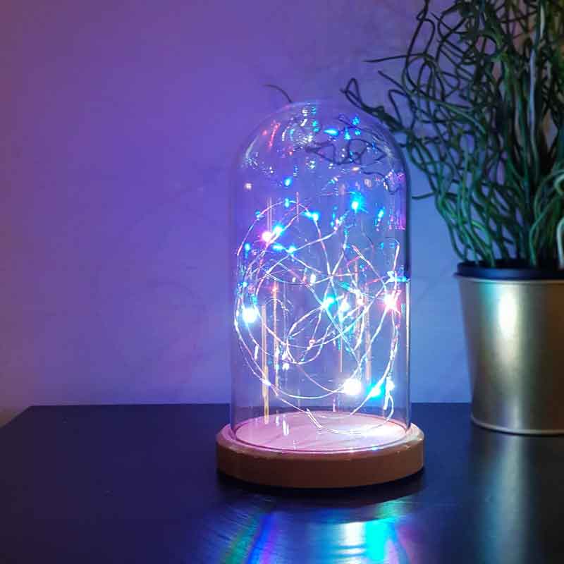 Colorful Illuminated Glass Fanus LED Table Lamp