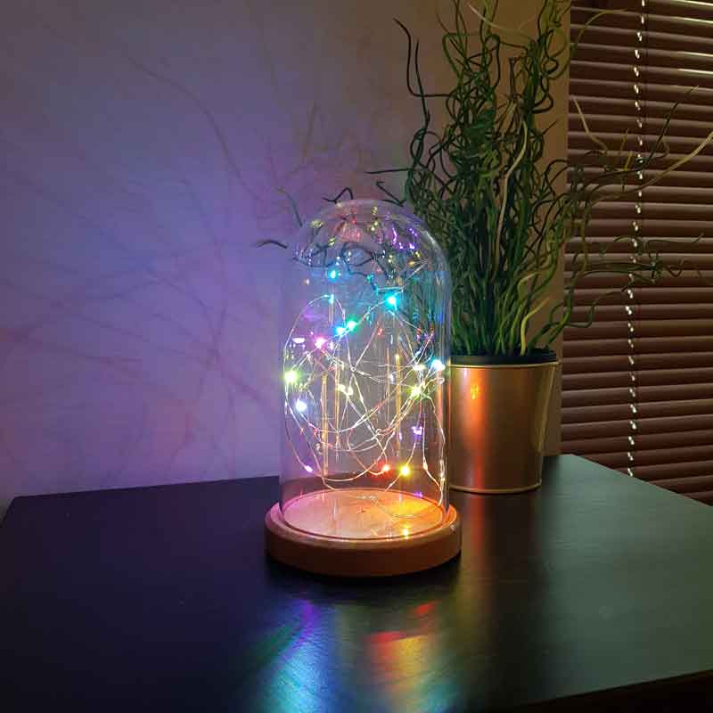 Colorful Illuminated Glass Fanus LED Table Lamp