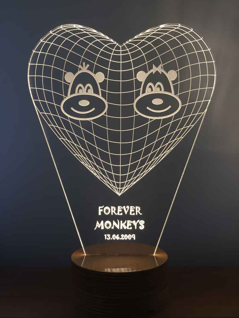 Lámpara led monos lindos en 3D
