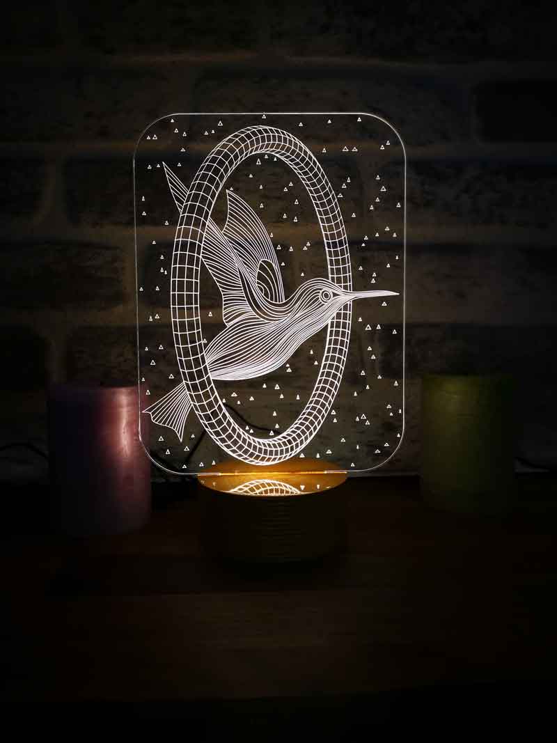 3-D hummingbird LED night light